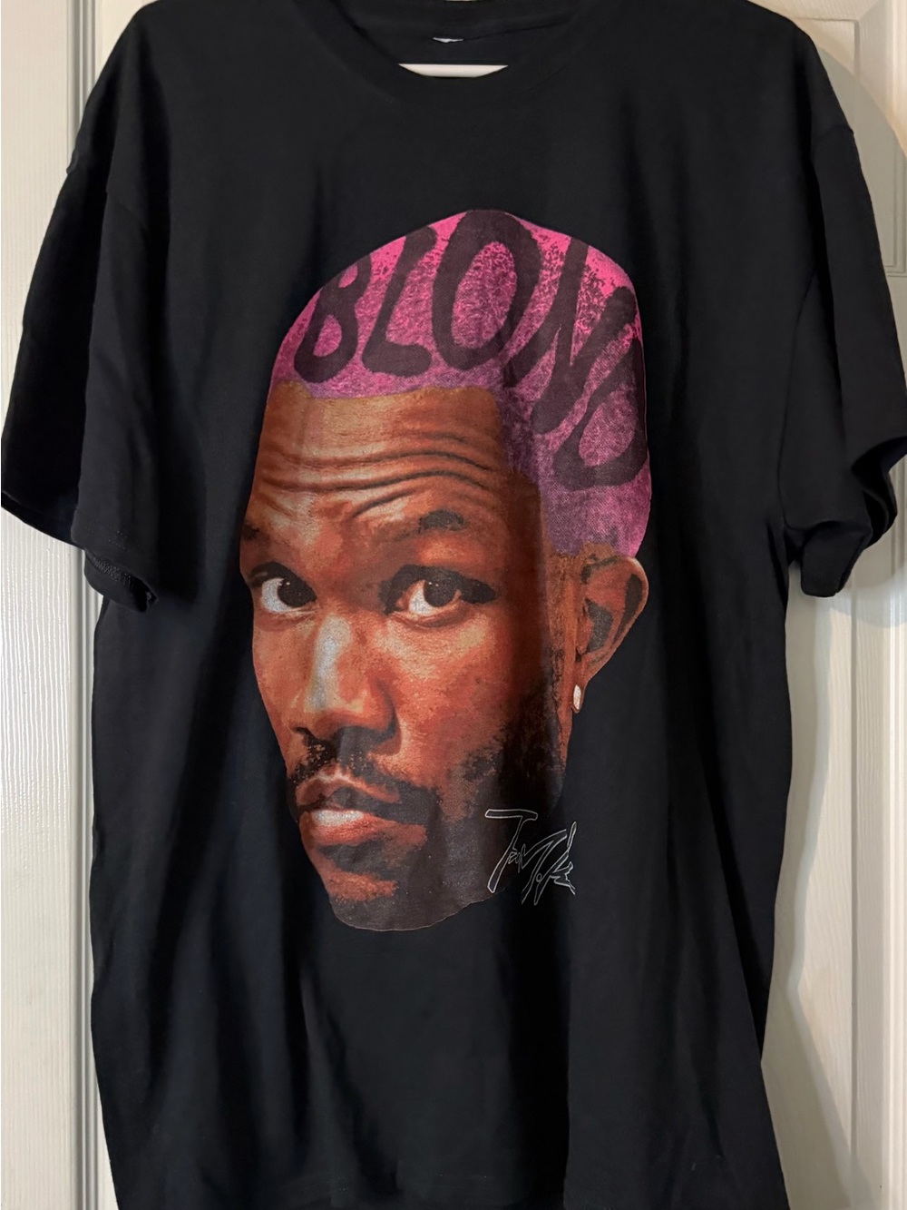 Frank Ocean Black Graphic Tee with Pink Accent - Men's Casual Shirt